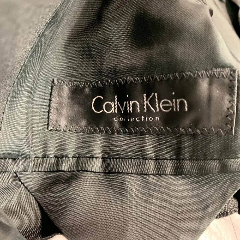 CALVIN KLEIN COLLECTION Size 44 Black Wool Notch Lapel Sport Coat
